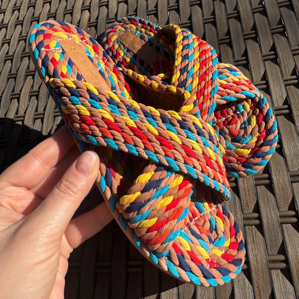 Salt + Umber Saraya Multi-Rainbow Fabric Rope Sandal Size 8 - Picture 4 of 11